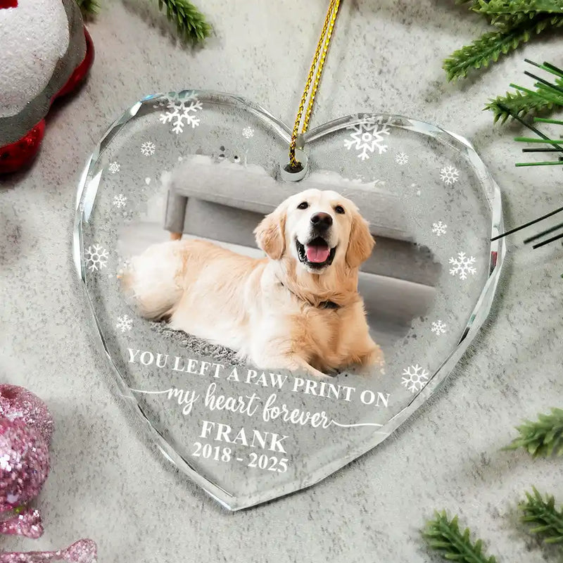 Custom Photo Forever Loved Memorial Dog Cat - Personalized Heart Shaped Glass Ornament - Sympathy Gift For Pet Owners, Pet Lovers