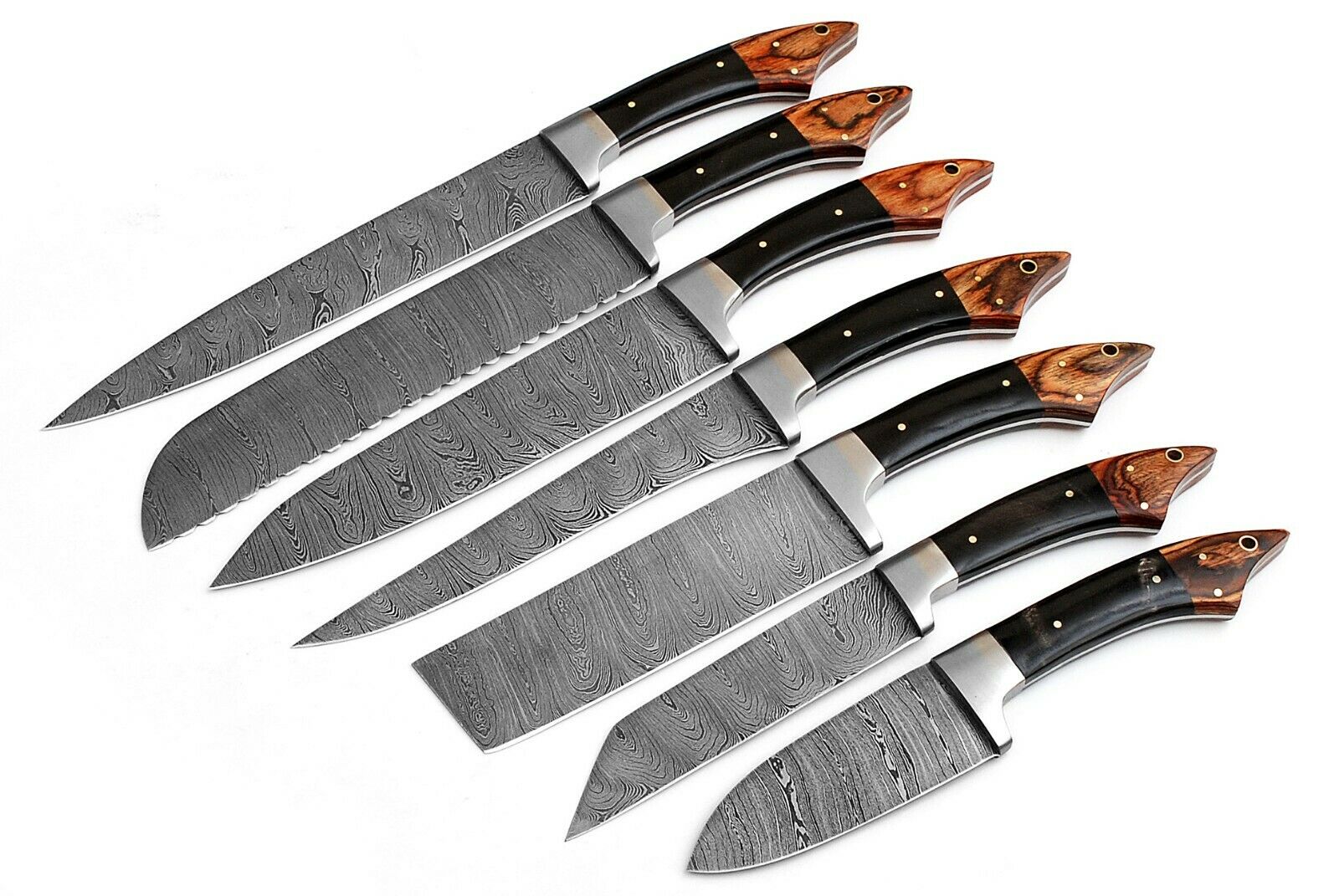 07 PCS Custom Handmade Damascus Steel Kitchen Set