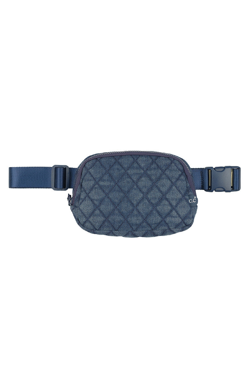 C.C Denim Diamond Quilting Fanny Pack