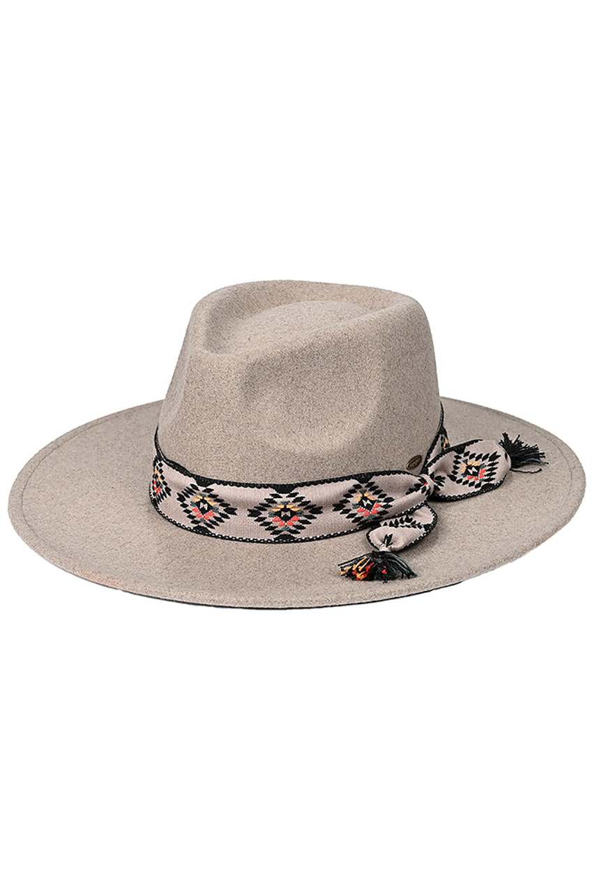 C.C Aztec Trim Band Vegan Felt Panama Hat