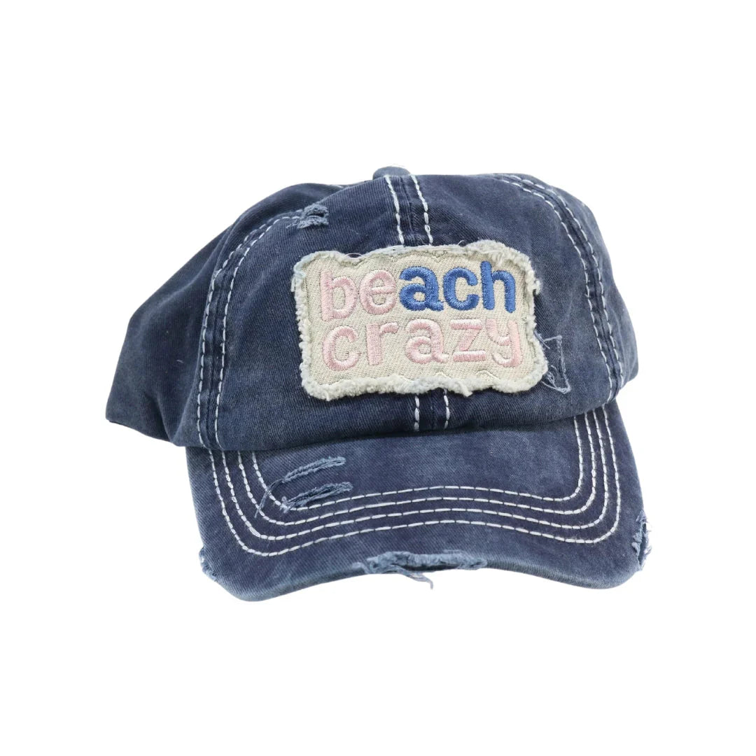 Beach Crazy Embroidered High Ponytail C.C Ball Cap
