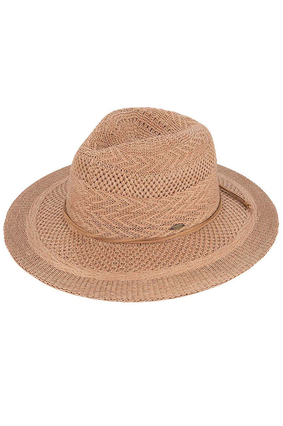 C.C MULTI PATTERN SUEDE STRING BAND PANAMA HAT