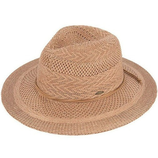 C.C Multi Pattern Suede String Band Panama Hat