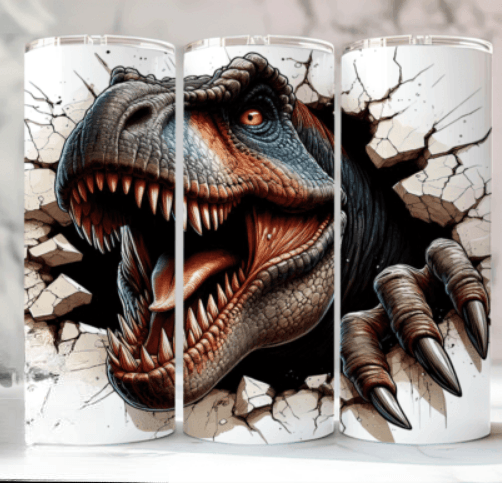 Awesome Breakout T-Rex 20oz Skinny Tumbler