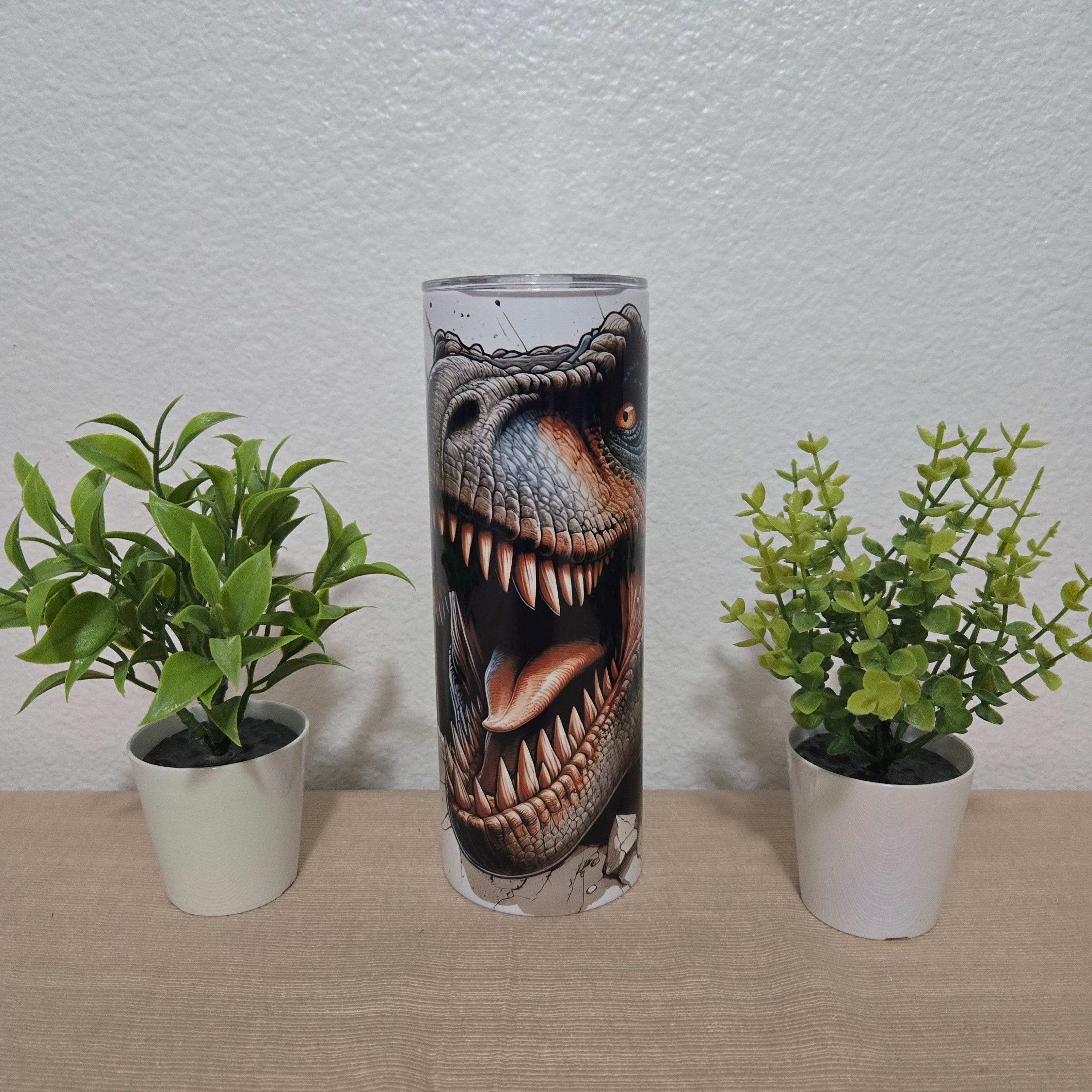 Awesome Breakout T-Rex 20oz Skinny Tumbler