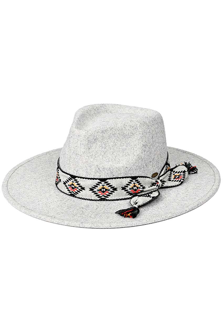C.C Aztec Trim Band Vegan Felt Panama Hat