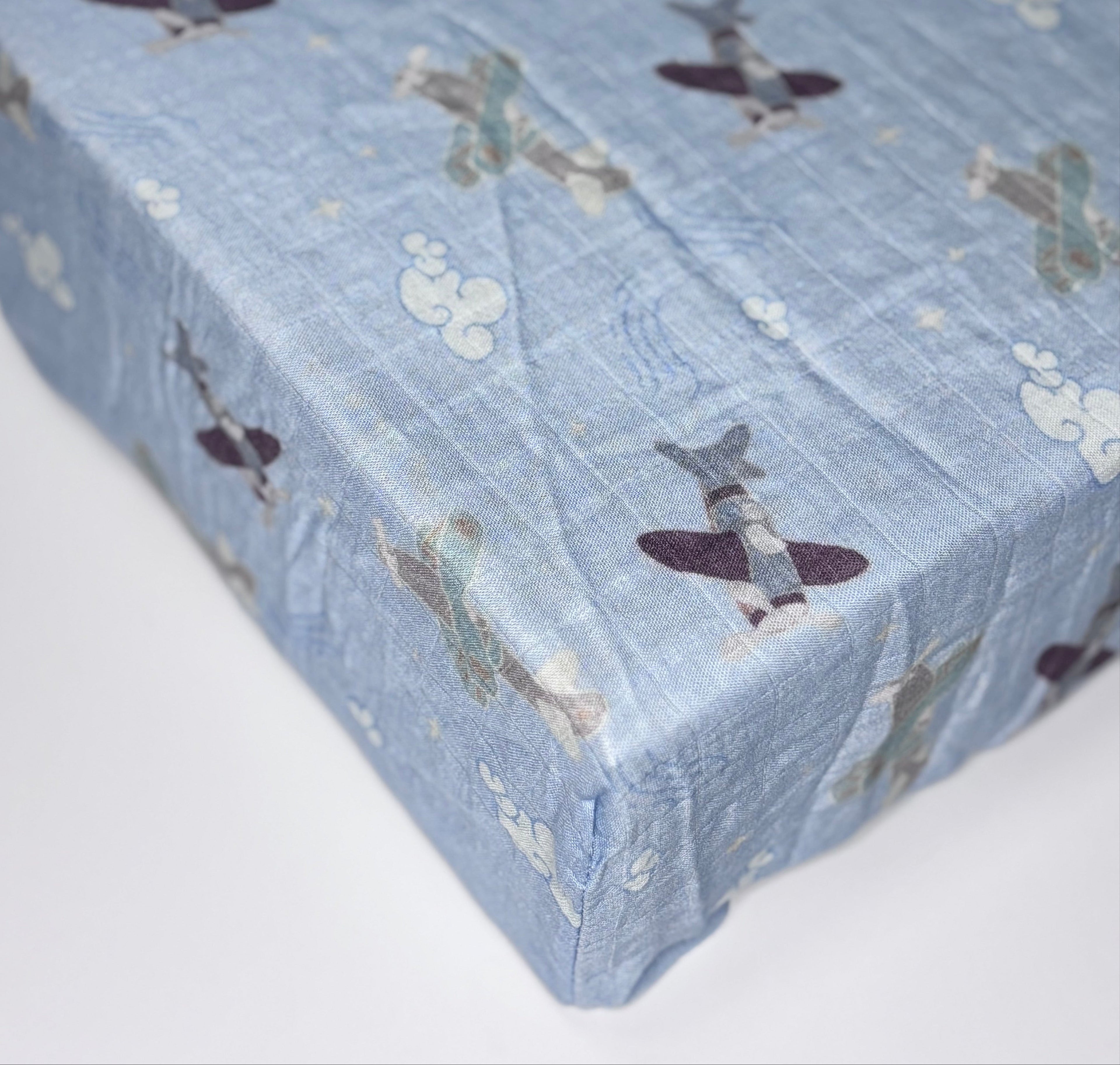 Organic Bamboo Blend Crib Sheet in Dreamy Planes