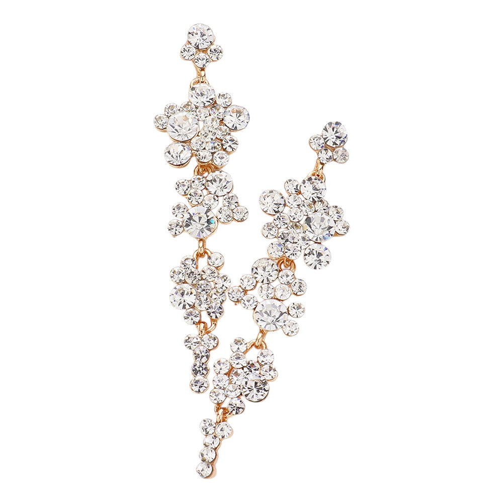 Bubble Stone Cluster Dangle Evening Earrings