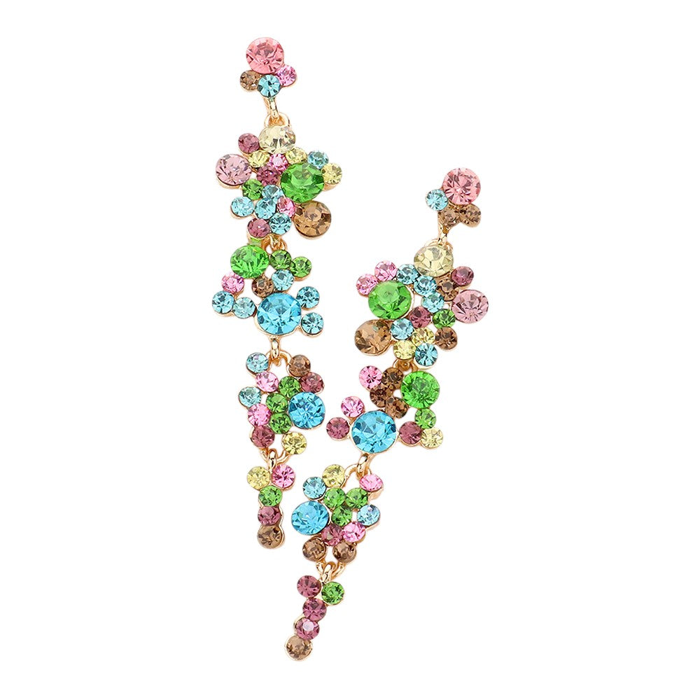 Bubble Stone Cluster Dangle Evening Earrings