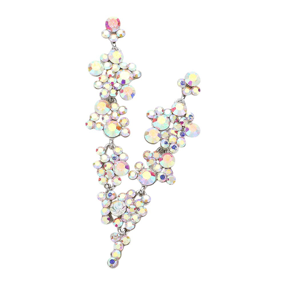 Bubble Stone Cluster Dangle Evening Earrings