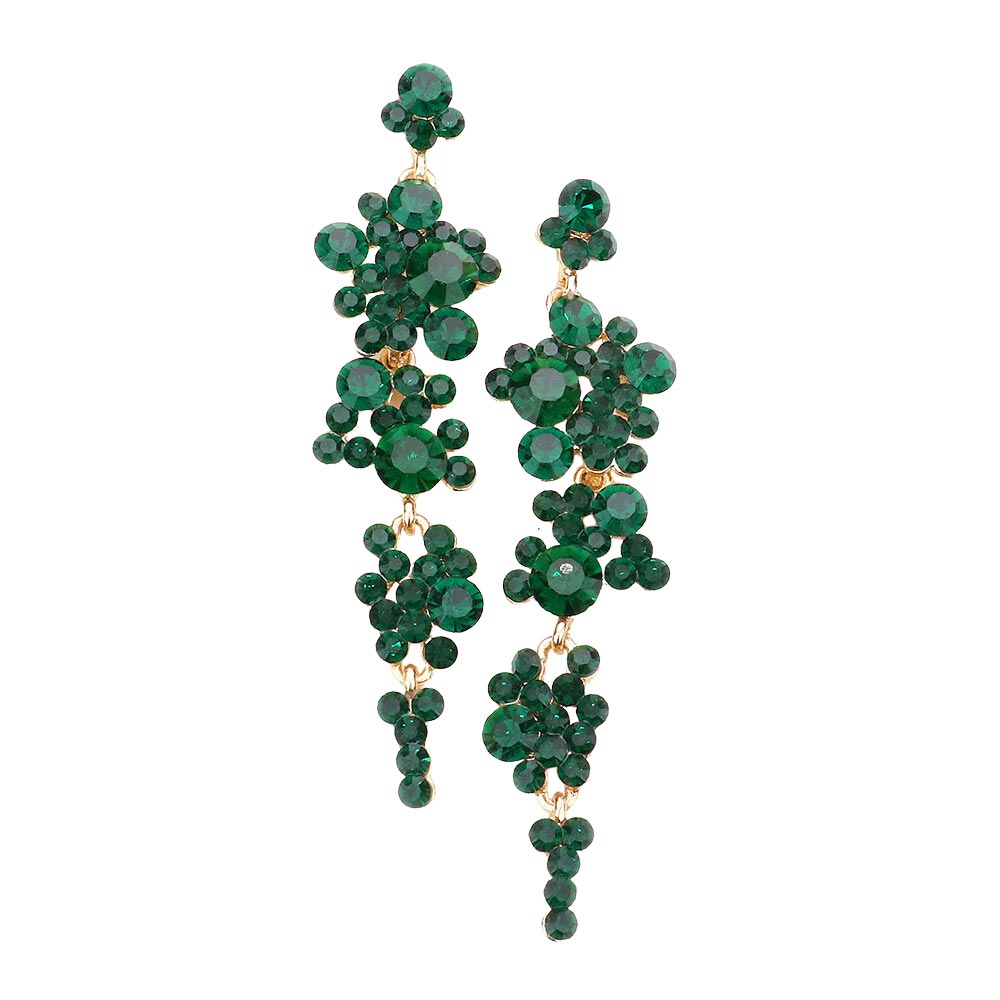 Bubble Stone Cluster Dangle Evening Earrings