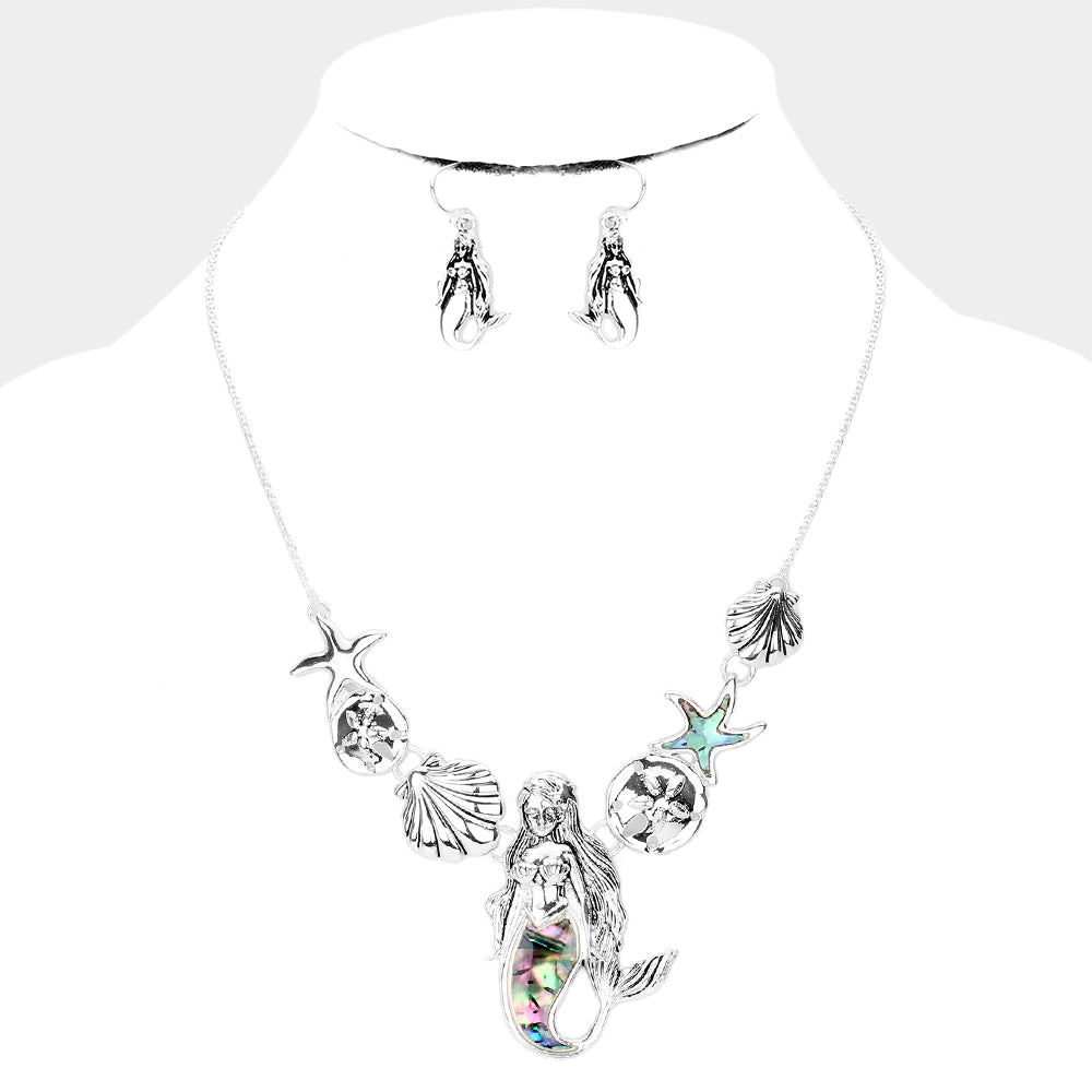 Abalone Mermaid Starfish Metal Shell Sand Dollar Necklace