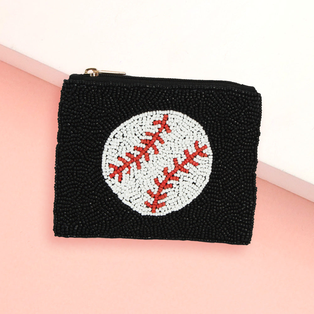 Baseball Seed Beaded Mini Pouch Bag