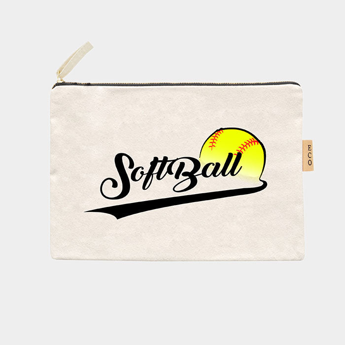 Softball Message Cotton Canvas Eco Pouch Bag