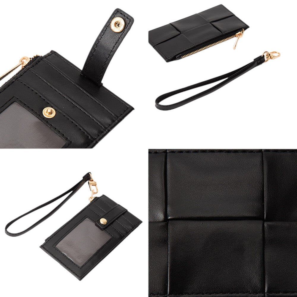 Faux Leather Weave Flat  Coin Wallet