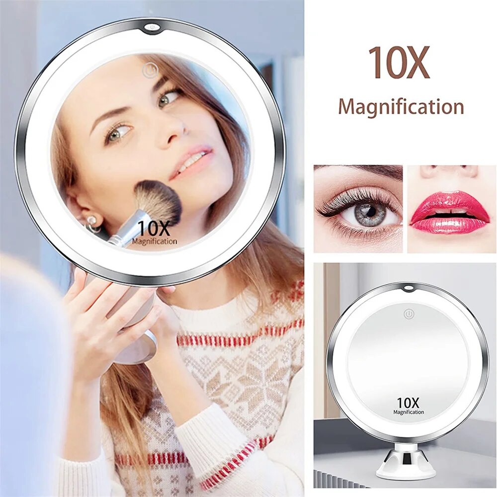 10x Magnifying Lighted Makeup Mirror with 360° Rotation