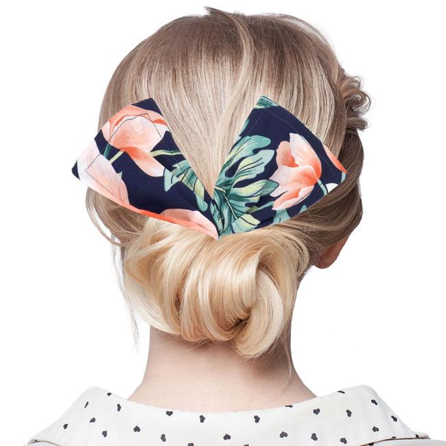 Flexible Flower Leaf Printed Deft Bun Maker Hair Band