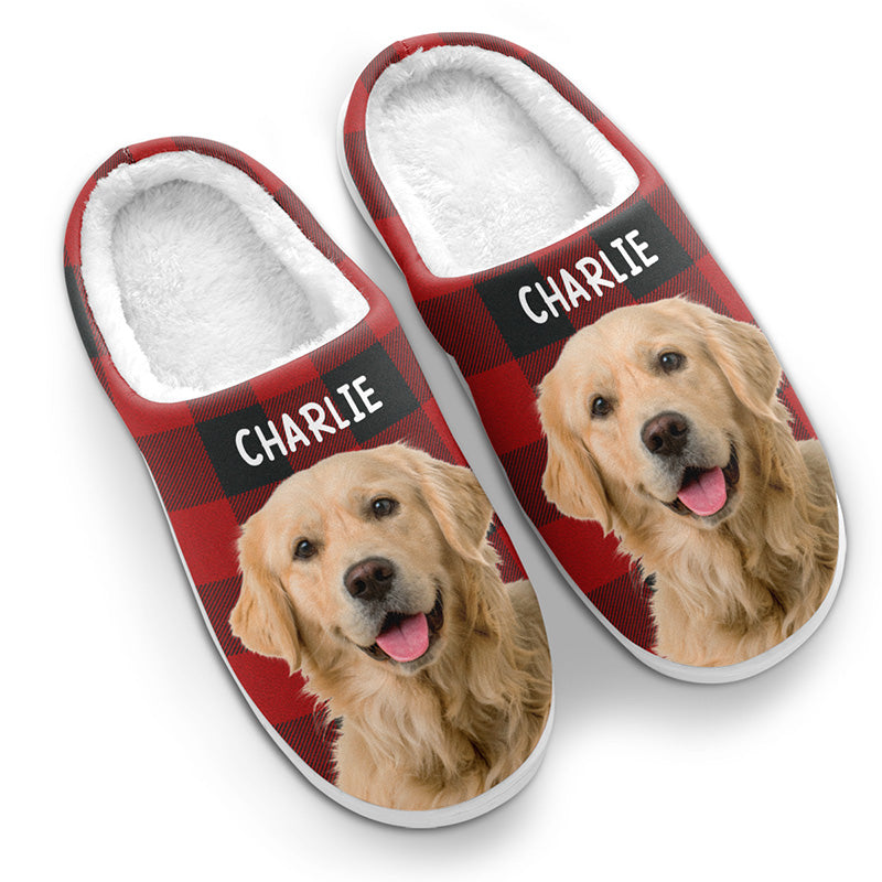 Custom Photo Happiness Man Face - Personalized Slippers - Gift For Him, Husband, Boyfriend, Family Members