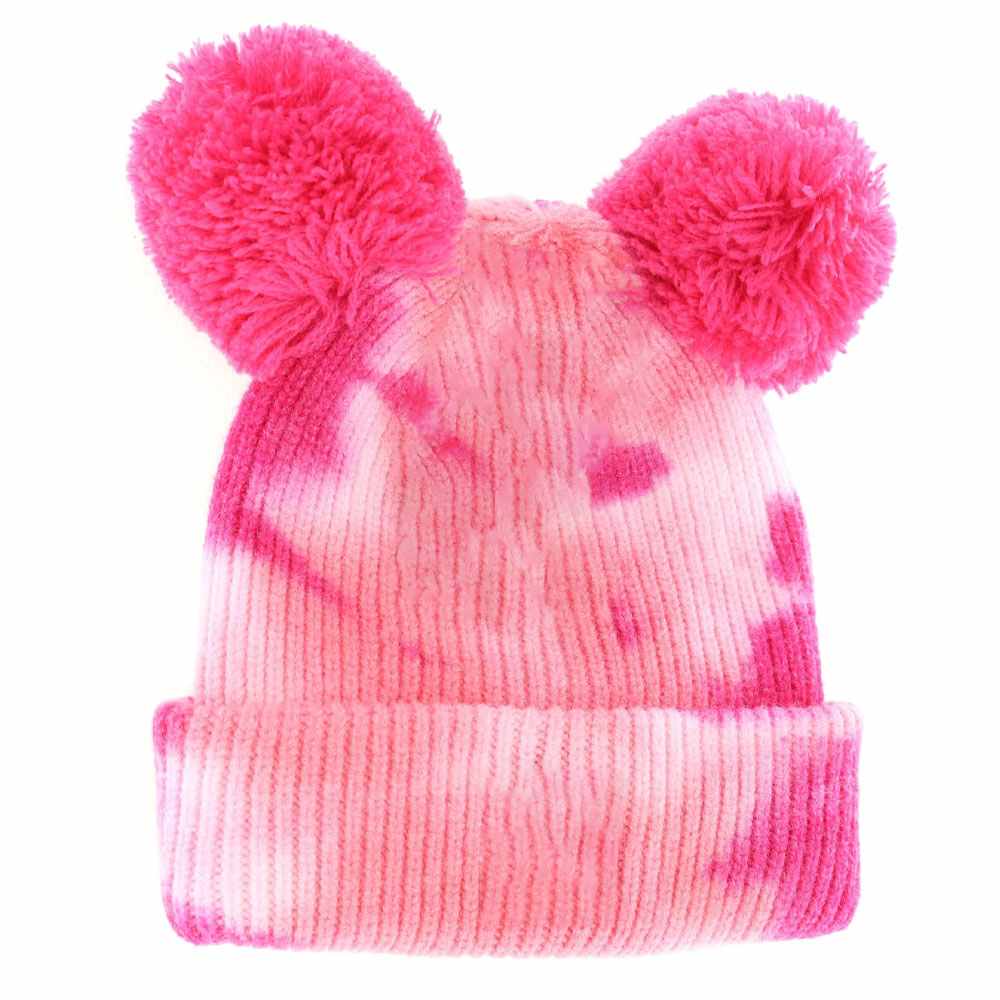 BABY Tie Dye Double Fur Pom C.C Beanie