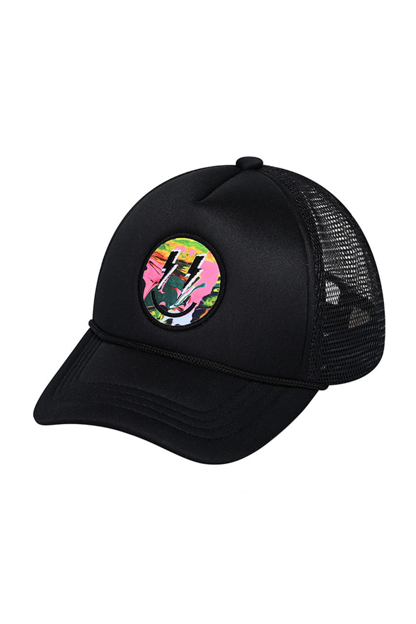 C.C Lightning Bold Eyes Smiley Face Trucker Cap