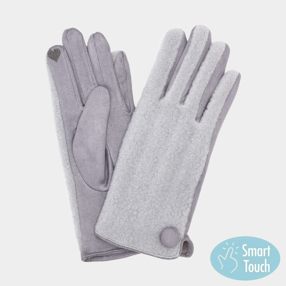Button Soft Smart Touch Winter Gloves