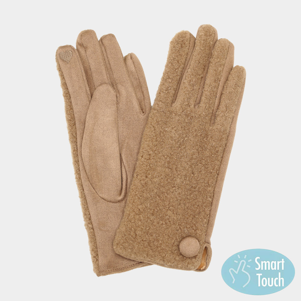 Button Soft Smart Touch Winter Gloves