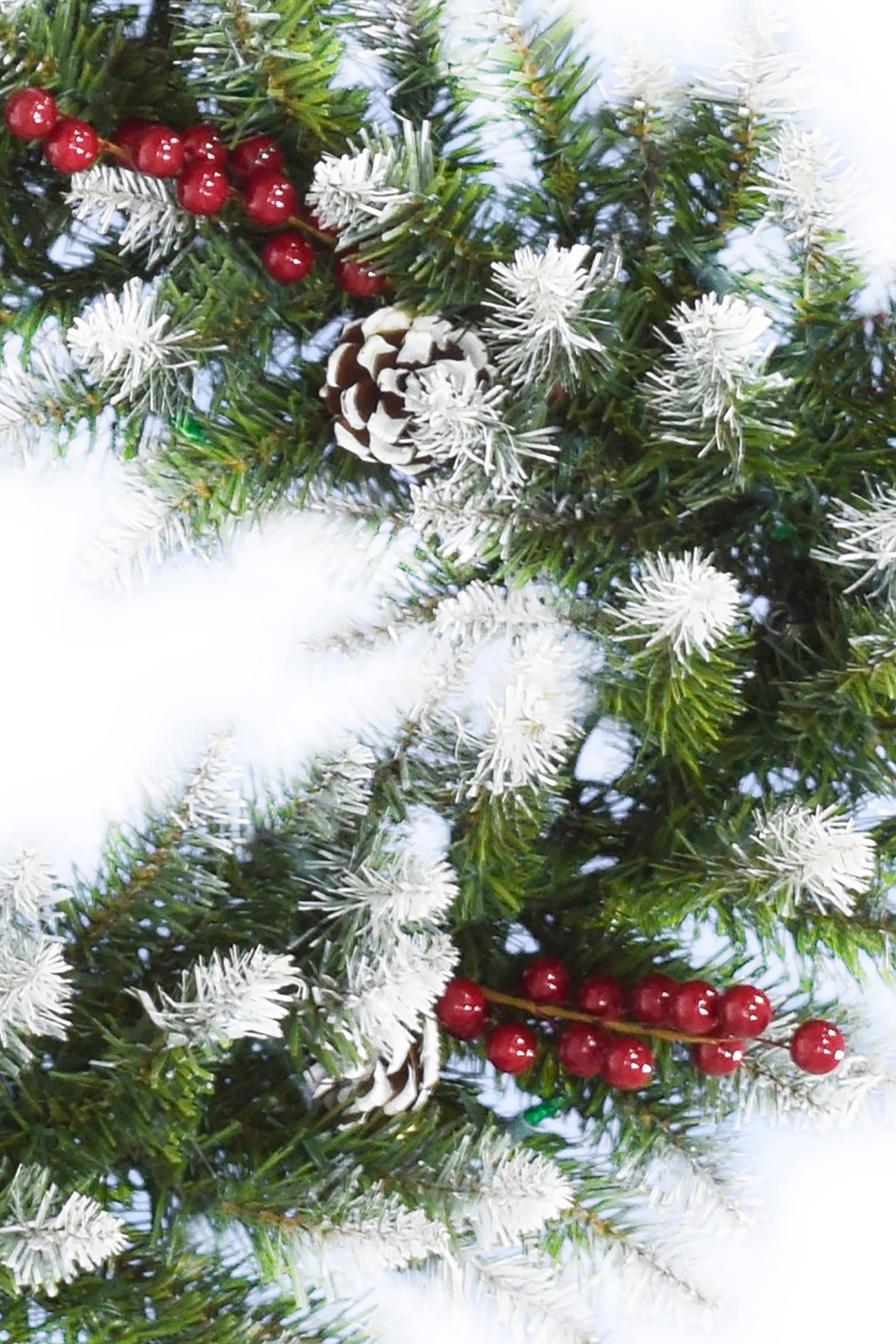 6' Snow Flocked Camdon Fir Garland with Pine Cones & Berry Clusters