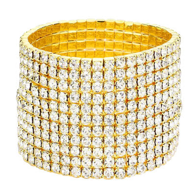 11-Row Crystal Rhinestone Stretchable Bracelet