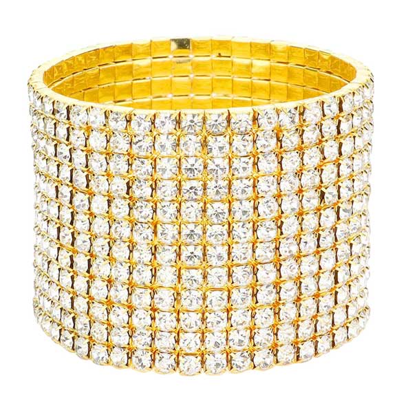 12-Row Crystal Rhinestone Stretchable Bracelet