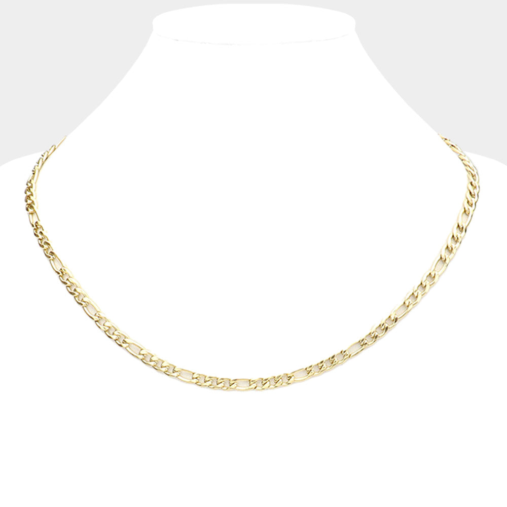 16 INCH, 4mm Stainless Steel Figaro Chain Necklace