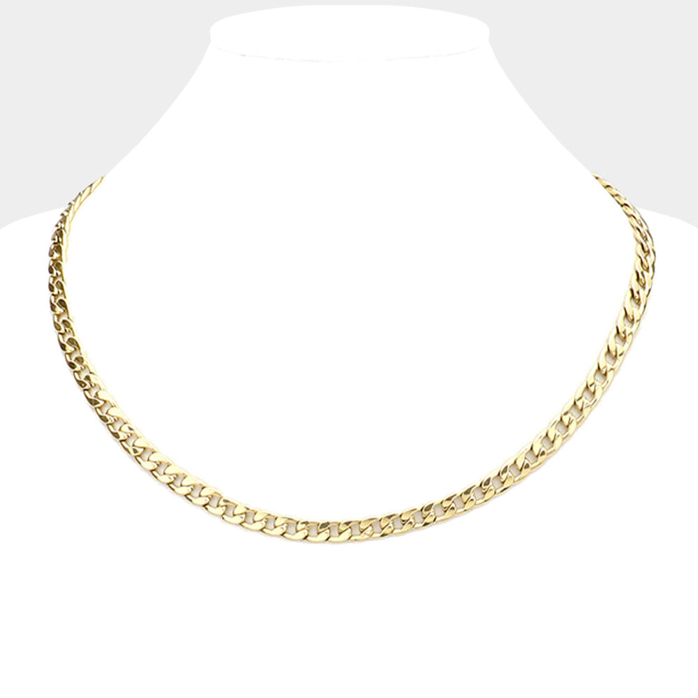 16 INCH, 5mm Stainless Steel Cuban Chain Necklace