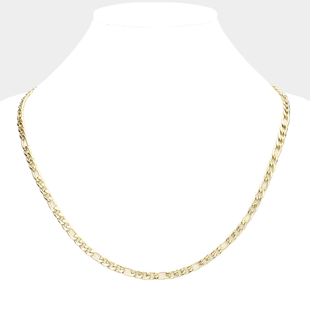 18 INCH, 4mm Stainless Steel Figaro Chain Necklace