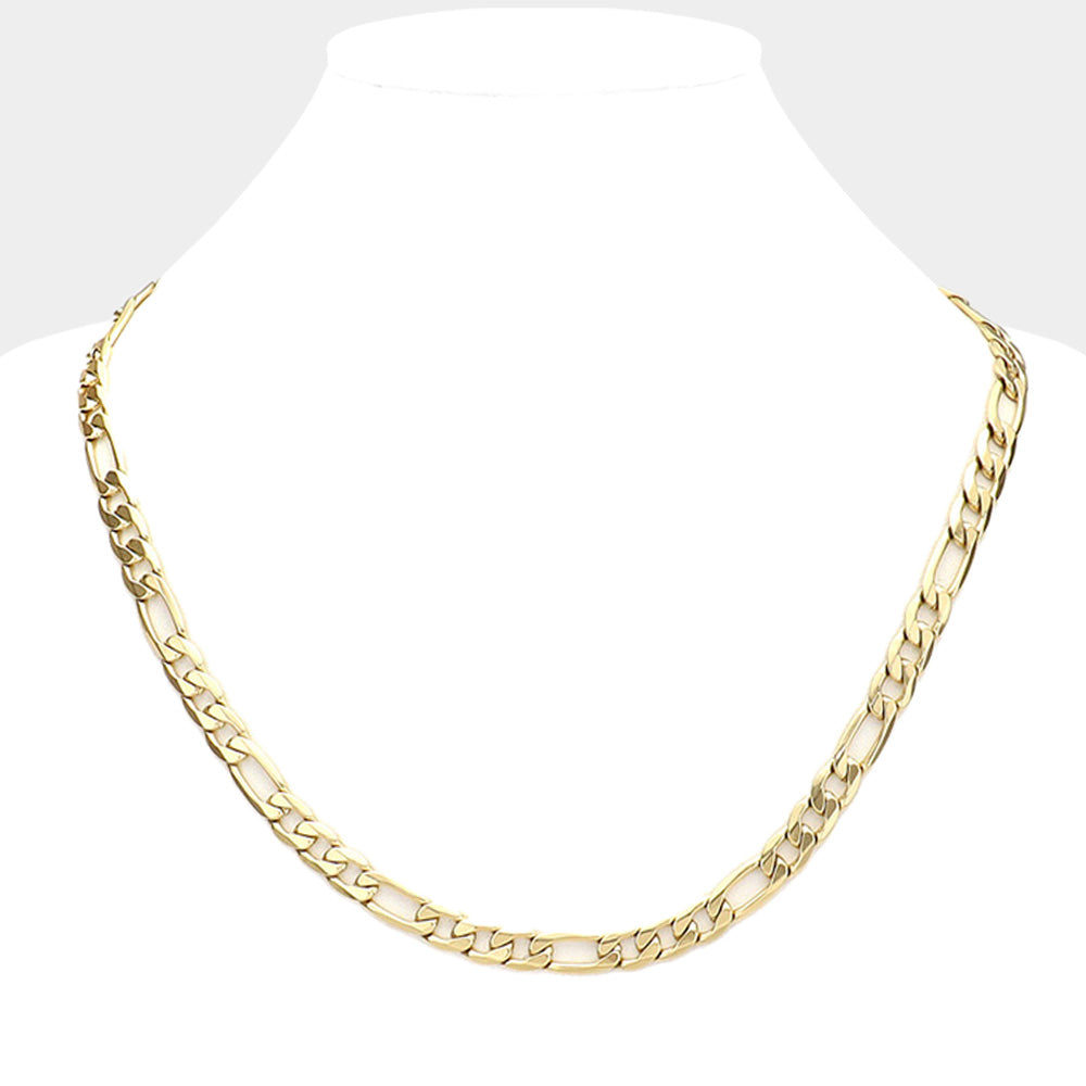 18 INCH, 6mm Stainless Steel Figaro Chain Necklace
