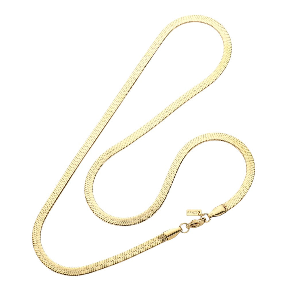 18 Inch, 5mm Stainless Steel Herringbone Chain Necklace