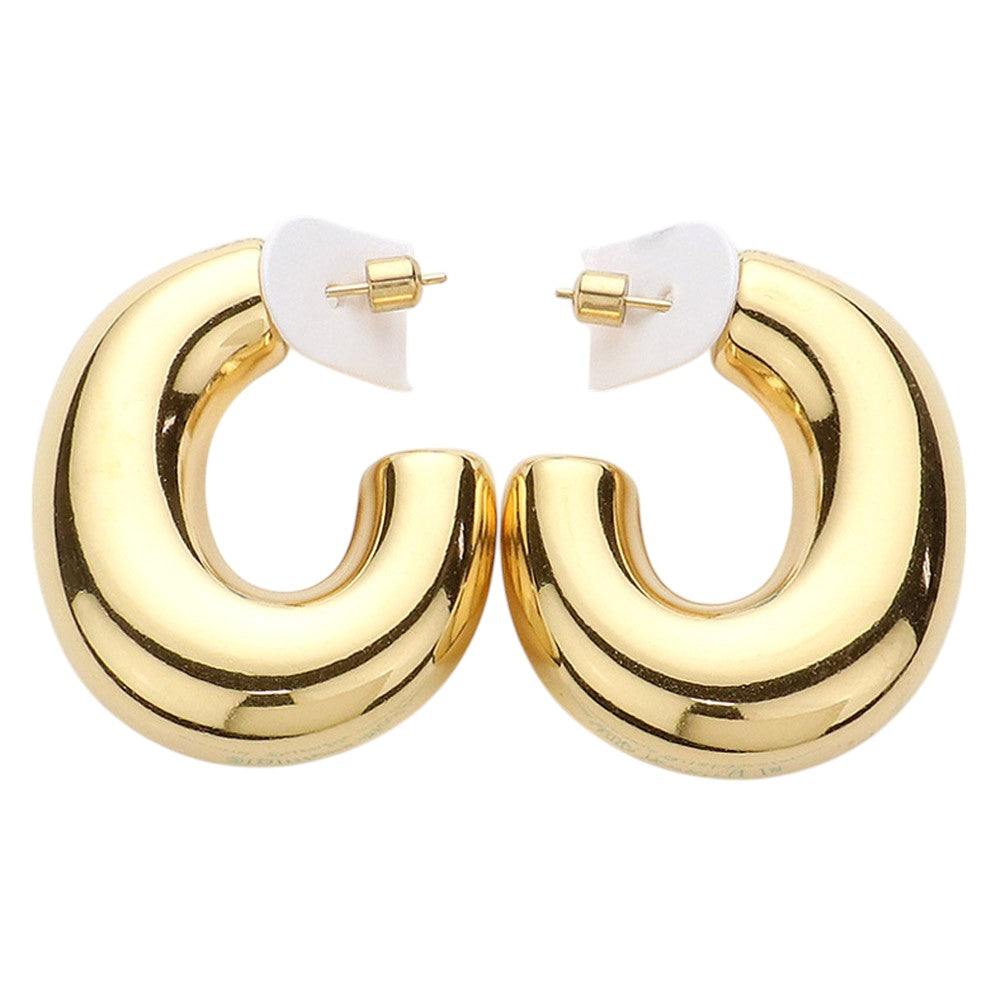 18K Gold Dipped Chunky Stainless Steel Hoop Earrings