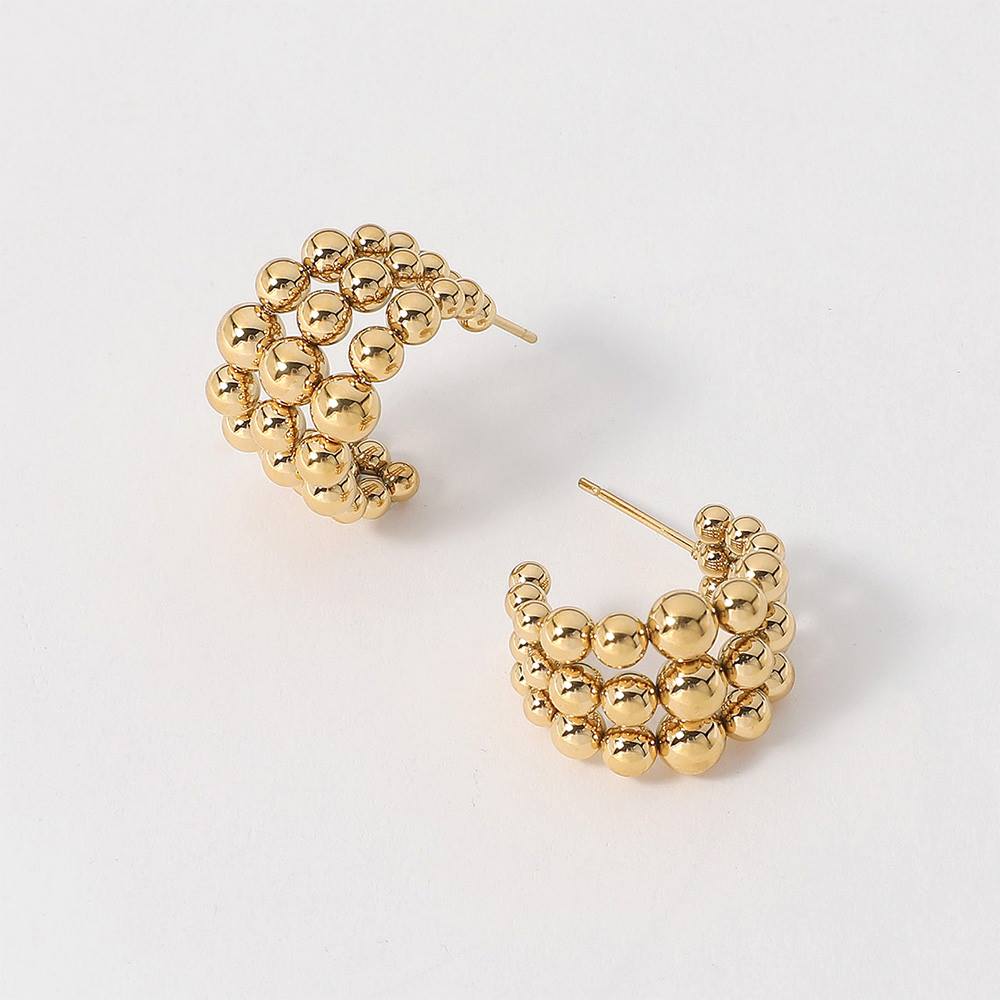 18K Gold Dipped Stainless Steel Bubble Split Hoop Earrings