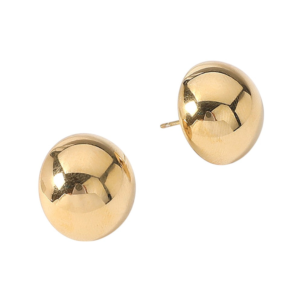 18K Gold Dipped Stainless Steel Dome Stud Earrings