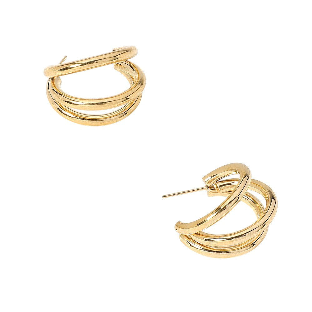18K Gold Dipped Stainless Steel Split Hoop Earrings