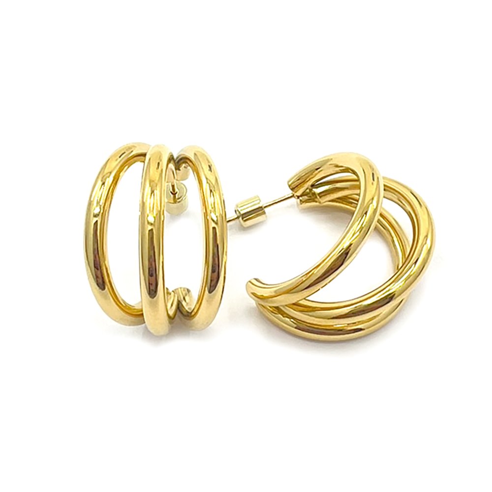 18K Gold Dipped Stainless Steel Split Hoop Earrings