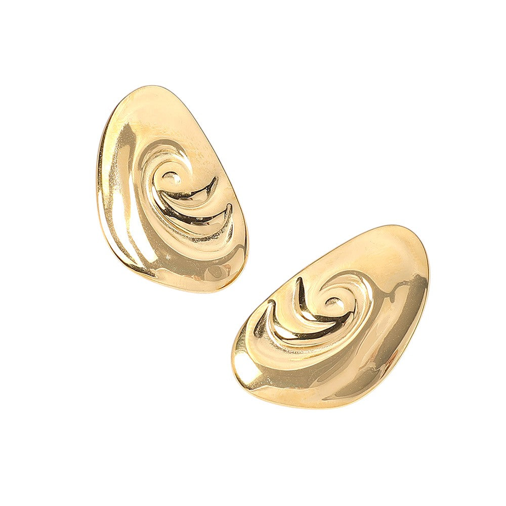 18K Gold Dipped Stainless Steel Swirl Plate Earrings