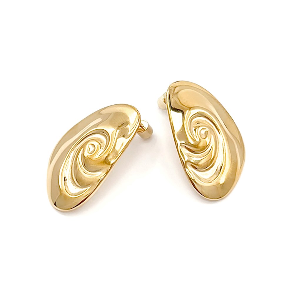18K Gold Dipped Stainless Steel Swirl Plate Earrings