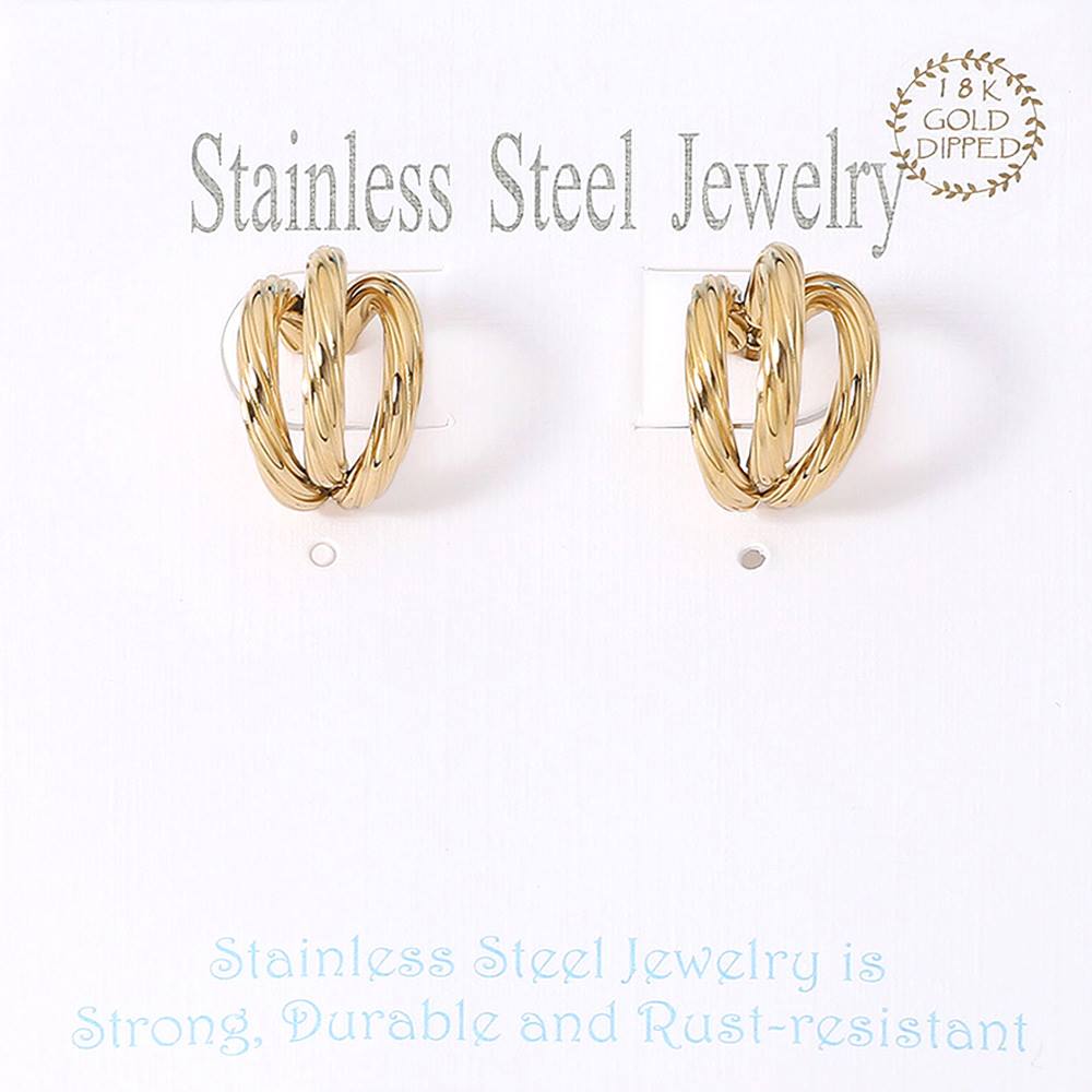18K Gold Dipped Stainless Steel Twisted Split Mini Hoop Earrings