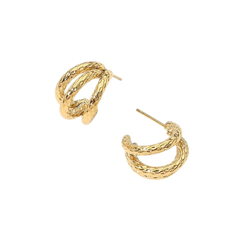 18K Gold Dipped Textured Split Mini Hoop Earrings
