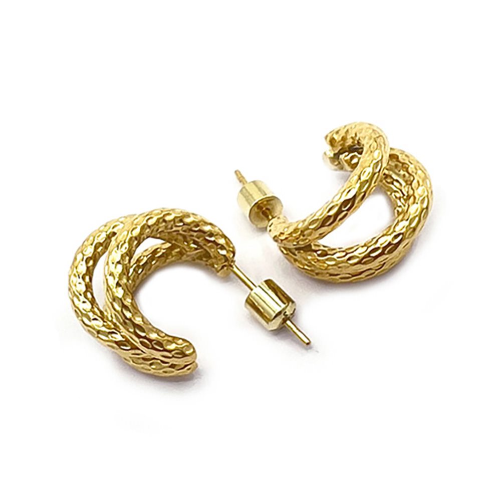 18K Gold Dipped Textured Split Mini Hoop Earrings