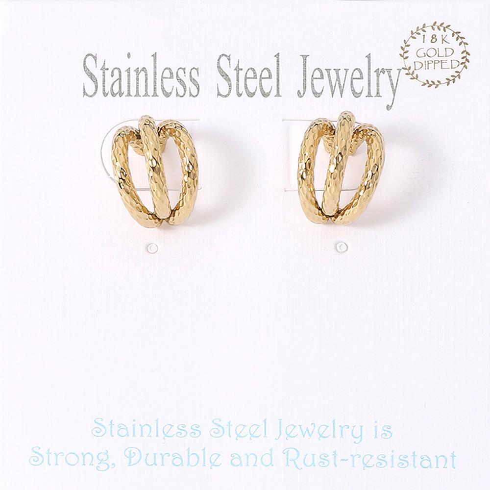 18K Gold Dipped Textured Split Mini Hoop Earrings