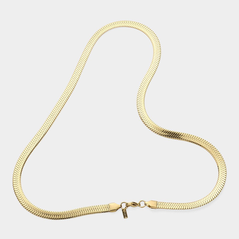 20 Inch, 7mm Stainless Steel Herringbone Chain Necklace