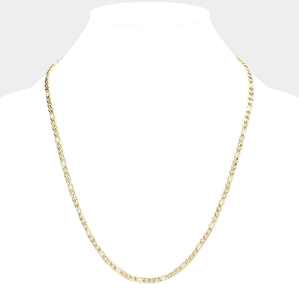 24 INCH, 4mm Stainless Steel Figaro Chain Necklace