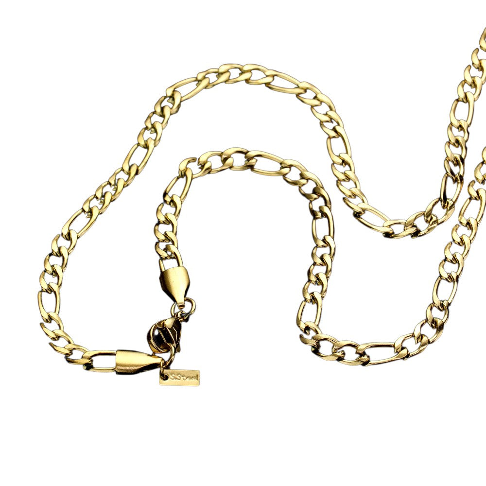 24 INCH, 4mm Stainless Steel Figaro Chain Necklace
