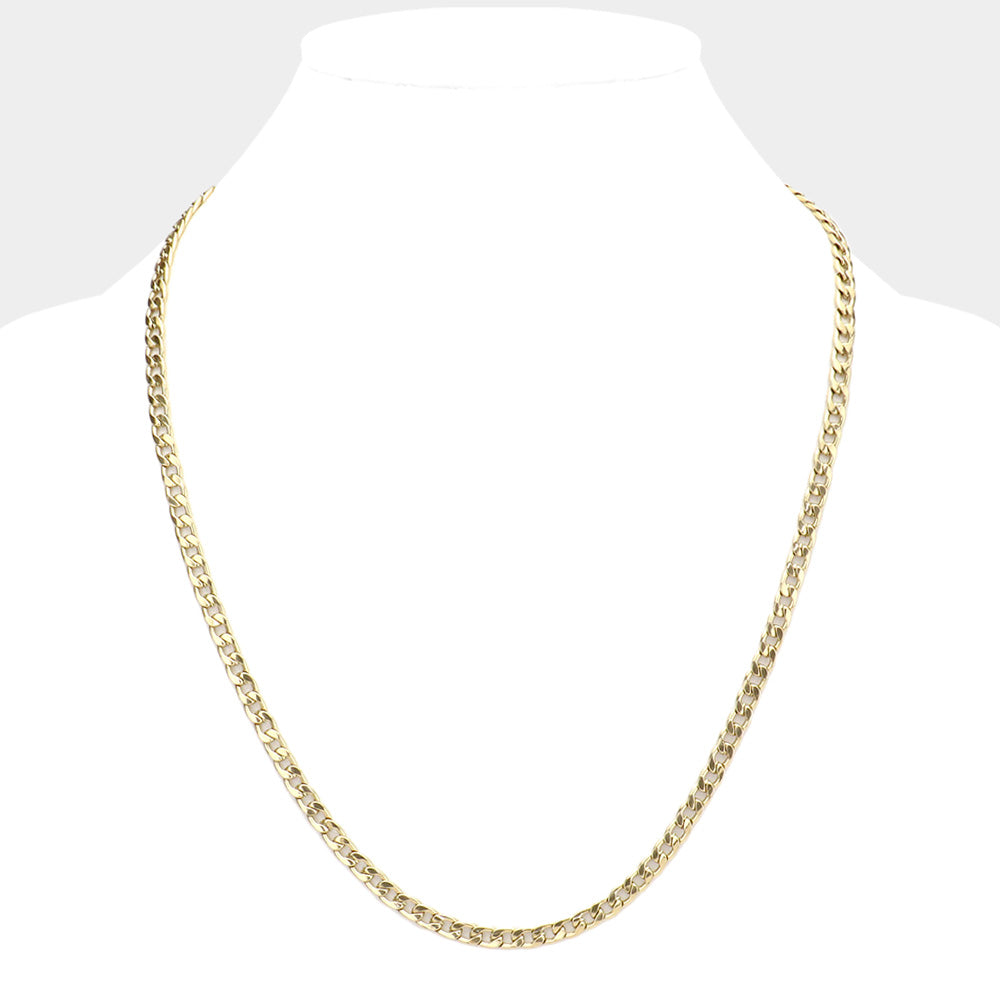 24 INCH, 5mm Stainless Steel Cuban Chain Necklace