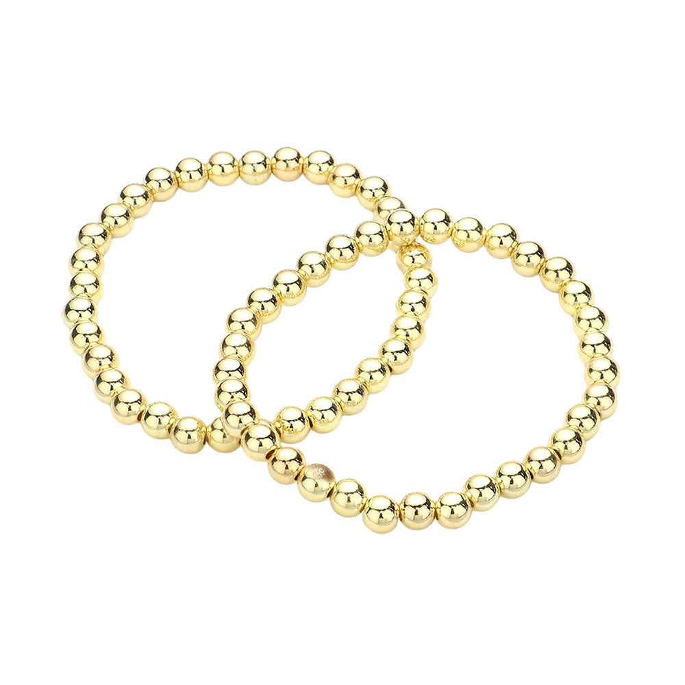 2PCS - Stainless Steel Ball Stretch Multi Layered Bracelets